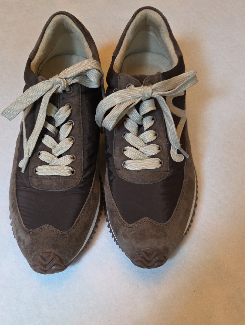 Vaneli Brown and Cream Suede-Trim Lace-Up Sneakers - Picture 4 of 6